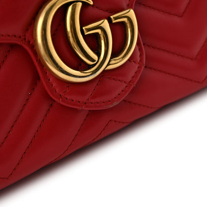 Calfskin Matelasse GG Marmont Chain Wallet Hibiscus Red