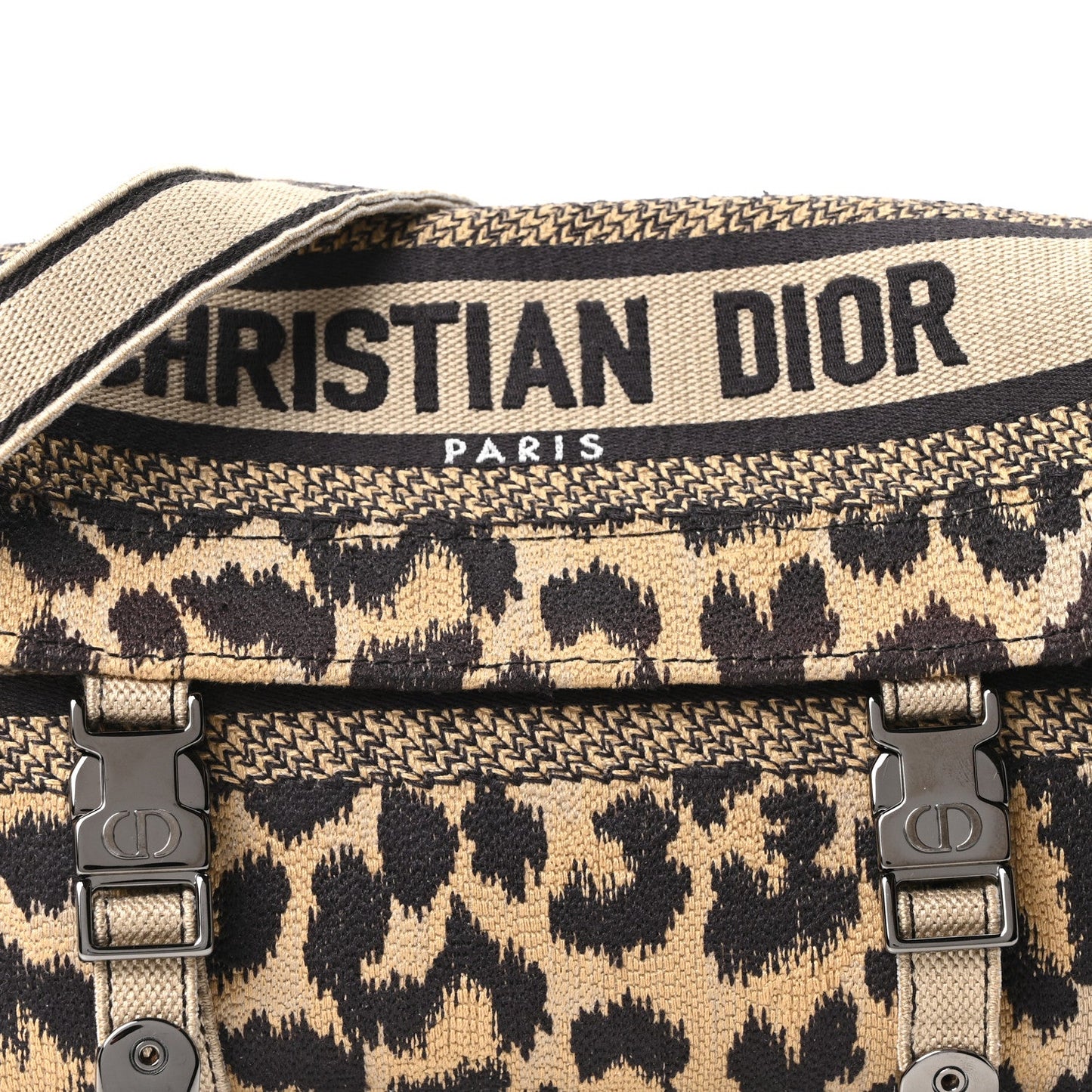 Canvas Mizza Embroidered Small Diorcamp Messenger Beige