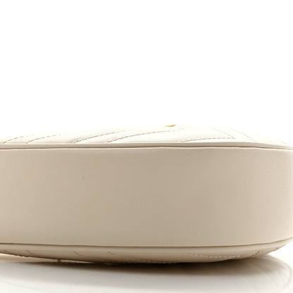 Calfskin Matelasse Chevron Mini GG Marmont Half Moon Hobo Mystic White