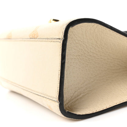 Grained Calfskin Bee Star Small Padlock Shoulder Bag White