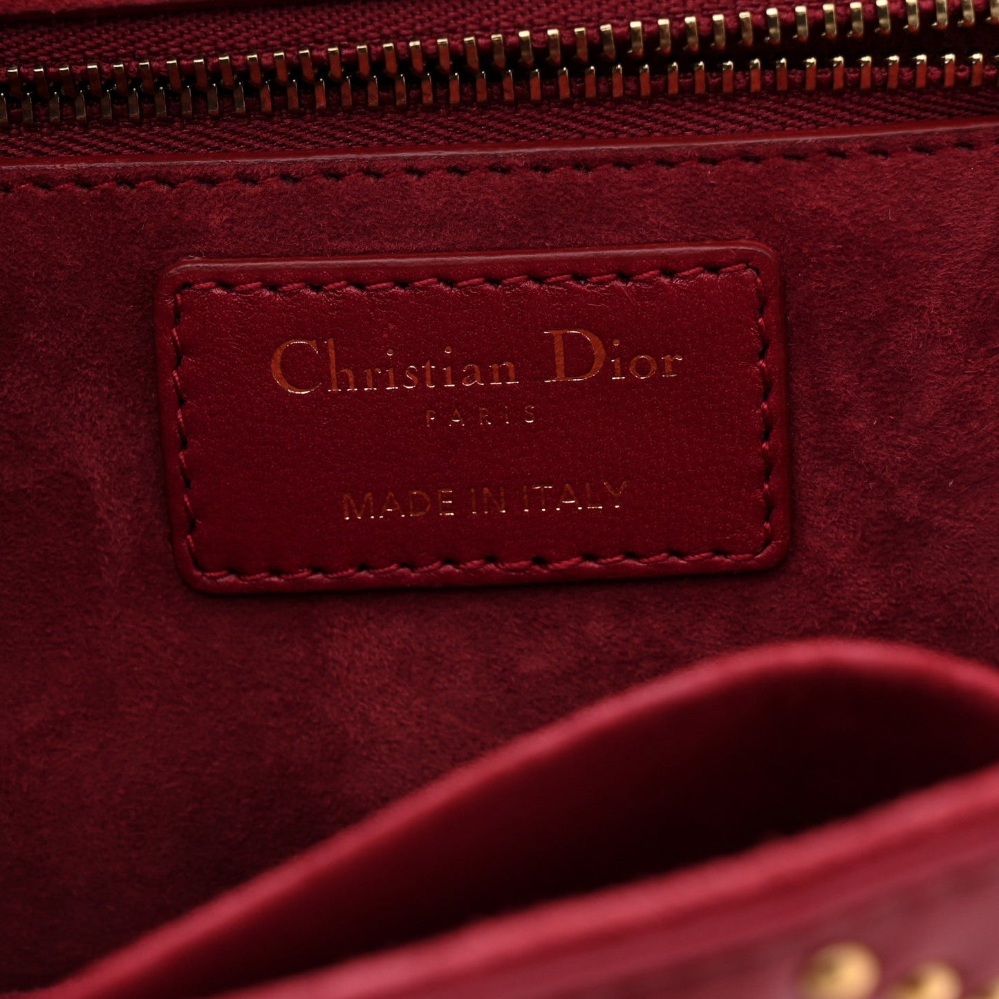 Lambskin Cannage Studded Small Dioraddict Flap Bag Red