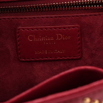 Lambskin Cannage Studded Small Dioraddict Flap Bag Red