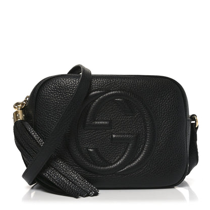 Pebbled Calfskin Small Soho Disco Bag Black