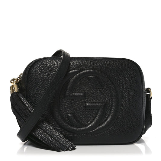 Pebbled Calfskin Small Soho Disco Bag Black