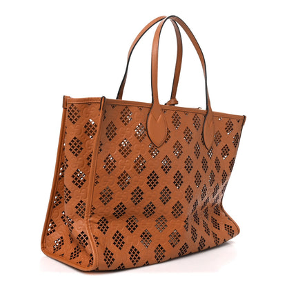 Calfskin GG Monogram Diamond Cut Medium Ophidia Tote Bag Brown