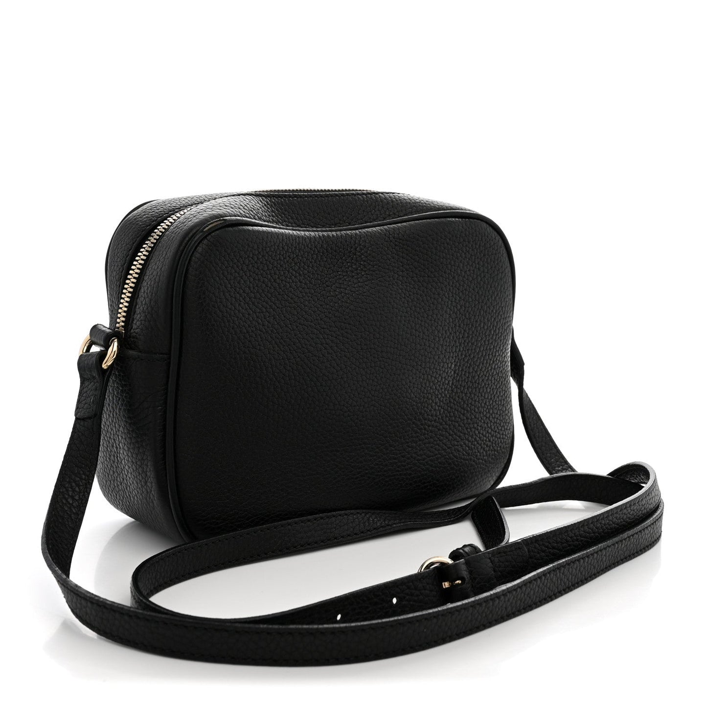 Pebbled Calfskin Small Soho Disco Bag Black
