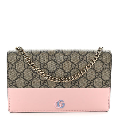 GG Supreme Monogram Bi-Color GG Marmont Chain Wallet Souffle Rose Ebony