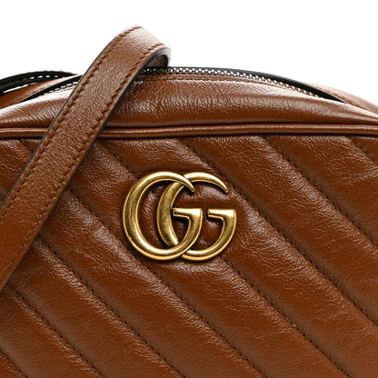 Glazed Calfskin Matelasse Diagonal Mini GG Marmont Chain Shoulder Bag Cuir