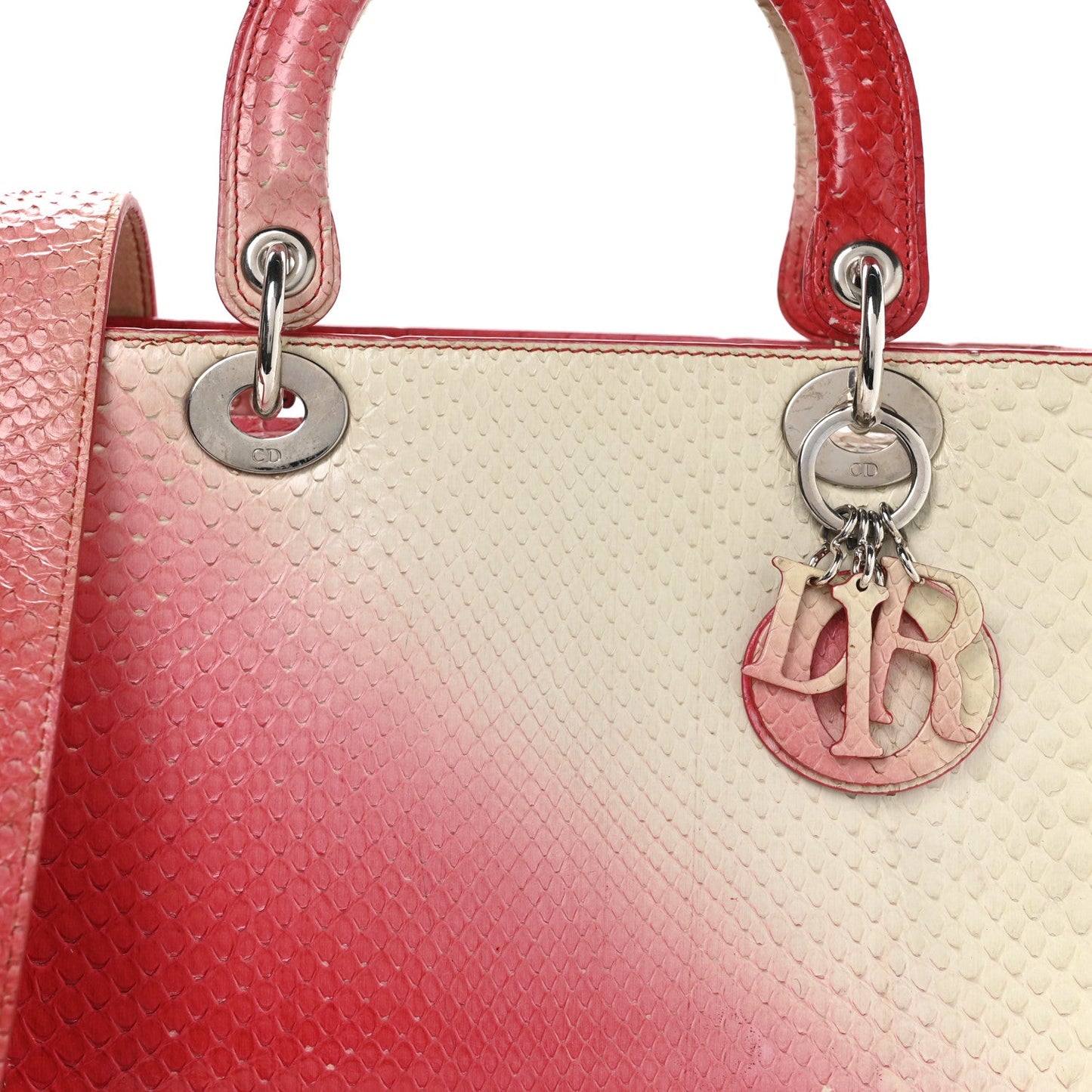 Snakeskin Ombre Medium Lady Dior Red White
