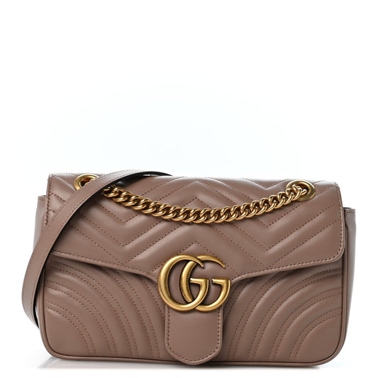 Calfskin Matelasse Small GG Marmont Shoulder Bag Porcelain Rose