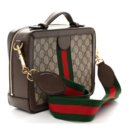 GG Supreme Monogram Web Small Ophidia Top Handle Shoulder Bag Brown