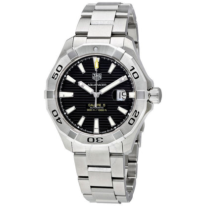 Tag Heuer Aquaracer Automatic Black Dial Silver Steel Strap Watch for Men - WAY2010.BA0927
