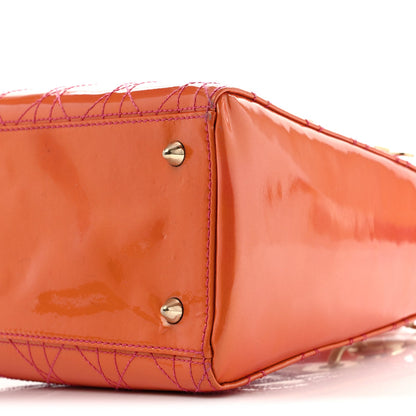 Patent Cannage Stitched Medium Lady Dior Orange