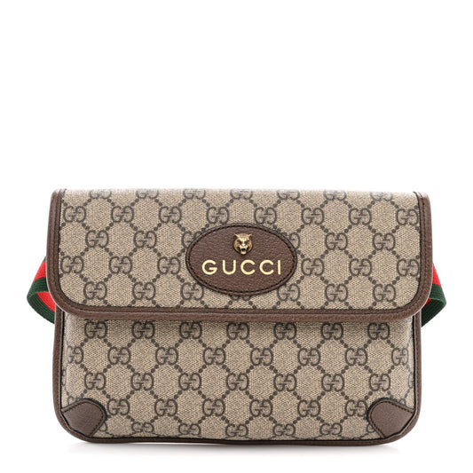 GG Supreme Monogram Neo Vintage Web Belt Bag Brown