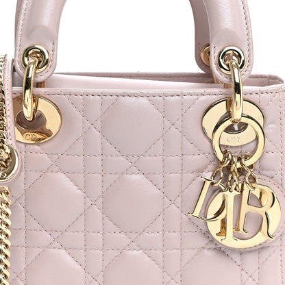 Metallic Lambskin Cannage Mini Lady Dior Lotus