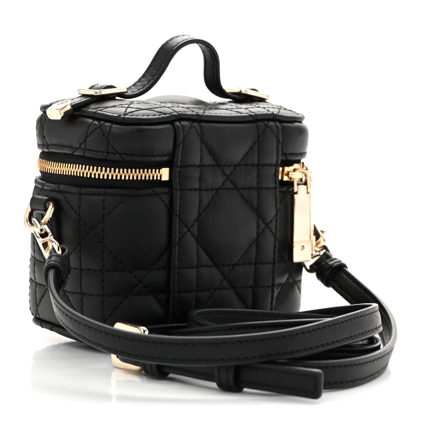 Lambskin Cannage Micro Lady Dior Vanity Case Black