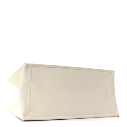 Calfskin Embossed Medium Book Tote Ivory Tote Ivory