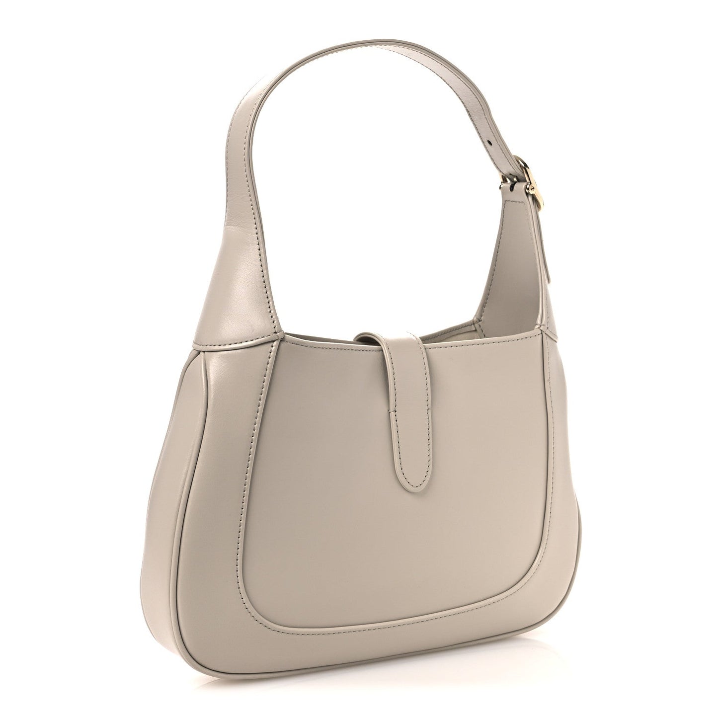 Ancora Calfskin Web Small Jackie Shoulder Bag Light Grey
