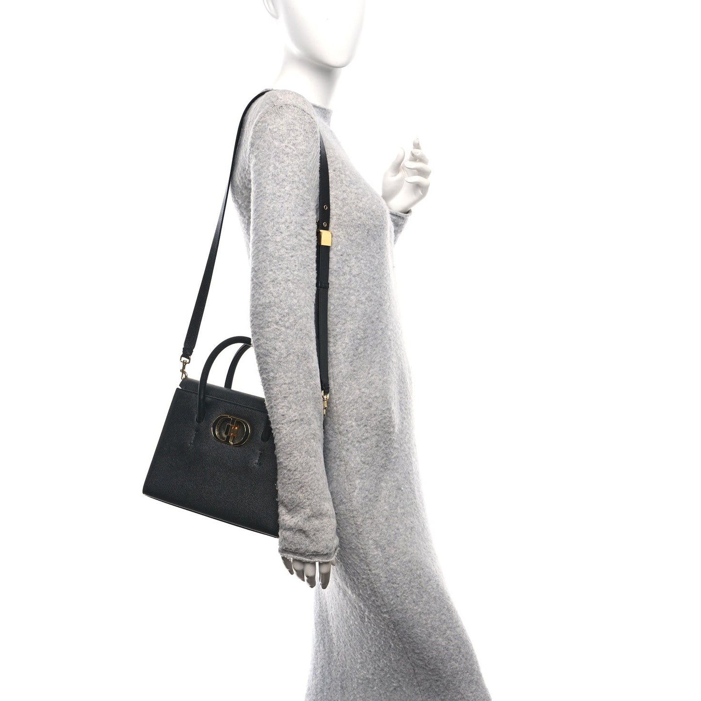 Grained Calfskin Medium St. Honore Tote Black