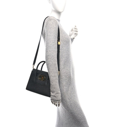 Grained Calfskin Medium St. Honore Tote Black