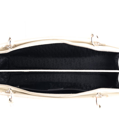 Calfskin Cannage Stitched East West Lady Dior White