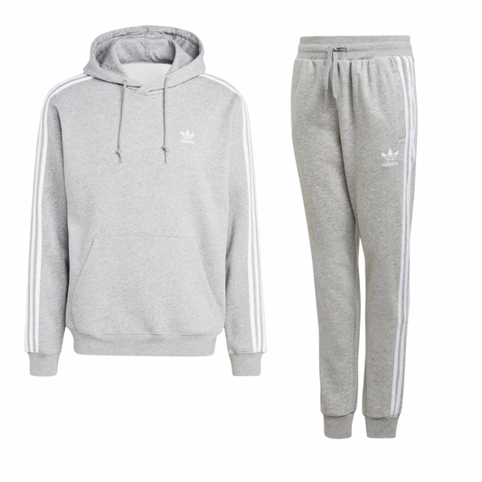 Adidas Originals Men’s 3-STRIPES HOODY SWEATSUIT- MEDIUM GREY HEATHER