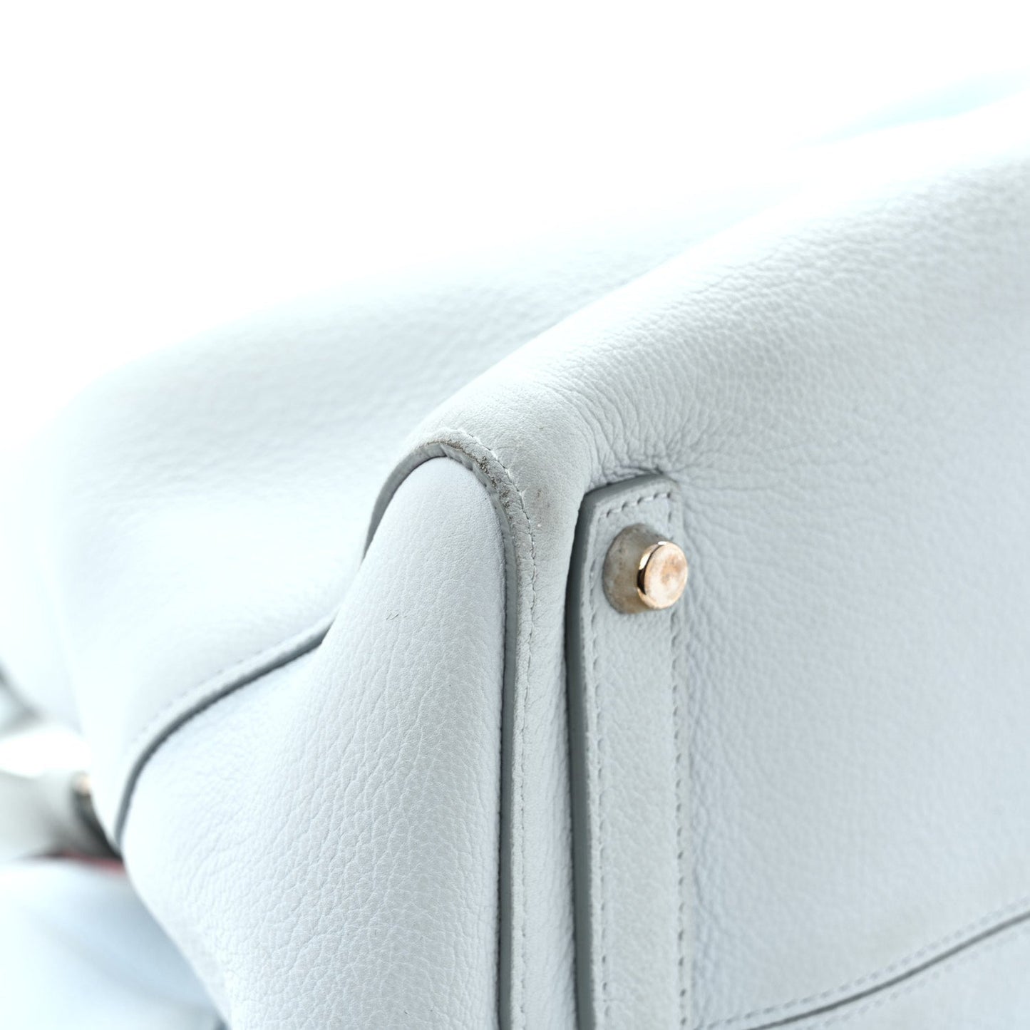 Supple Grained Calfskin Large Open Bar Tote Light Blue