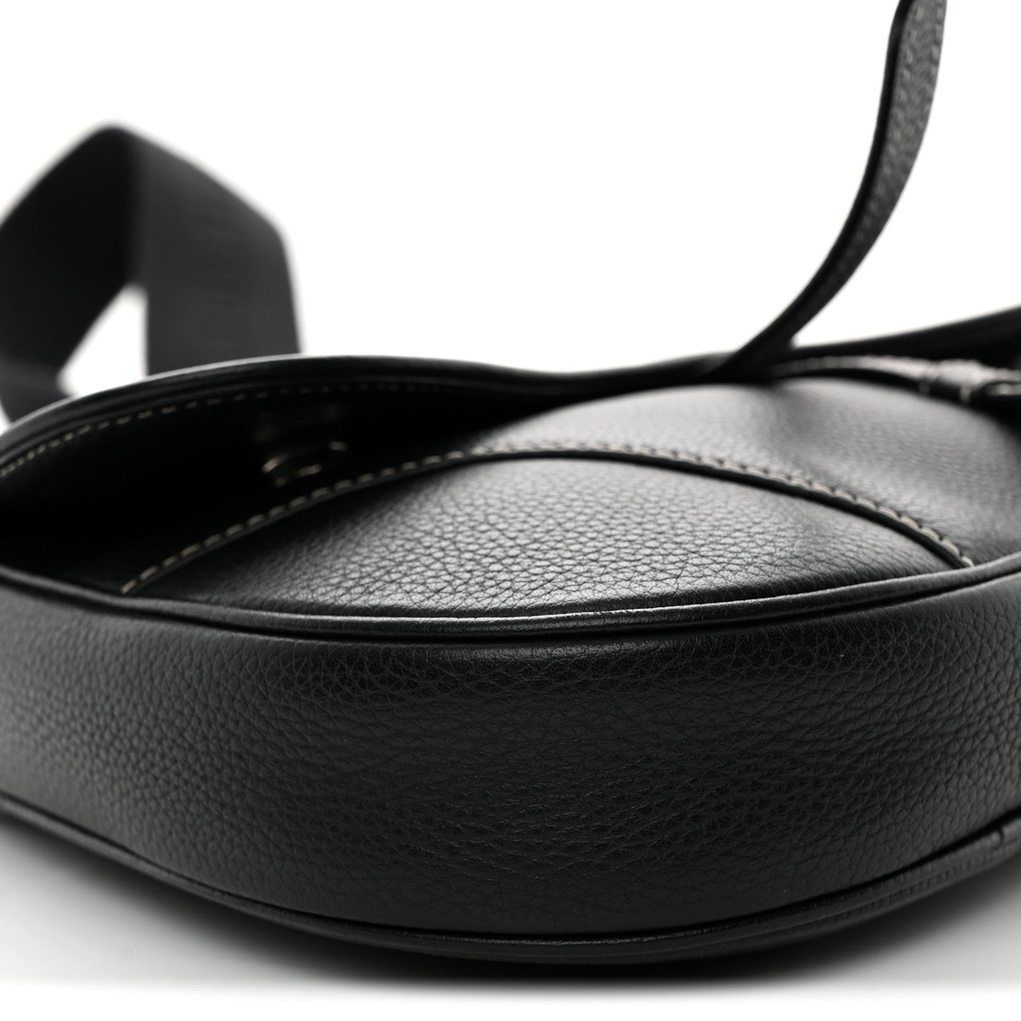 Grained Calfskin Mens Saddle Bag Black