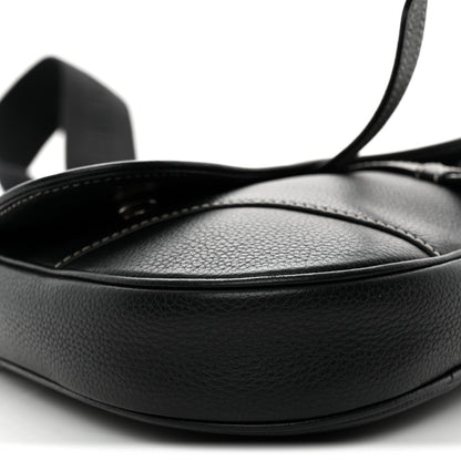 Grained Calfskin Mens Saddle Bag Black