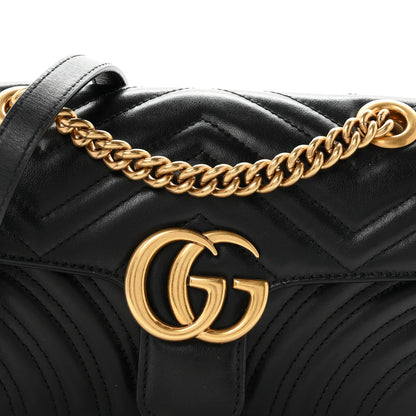 Calfskin Matelasse Mini GG Marmont Shoulder Bag Black