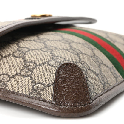 GG Supreme Monogram Web Small Ophidia Belt Bag Brown