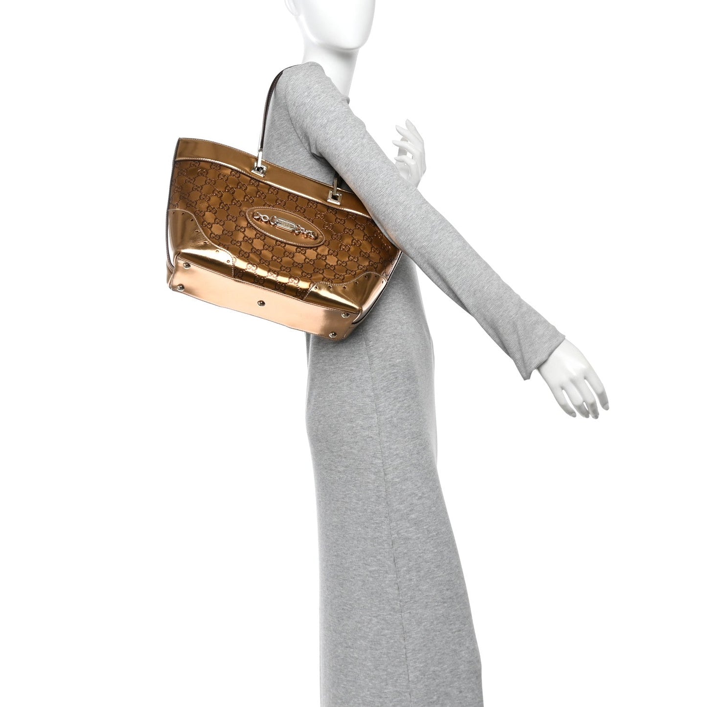 Metallic Guccissima Large Punch Tote Bronze