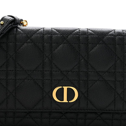 Supple Calfskin Cannage Caro Belt Pouch with Chain Black