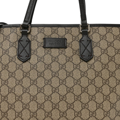 GG Supreme Monogram Medium Zippered Tote Dark Brown