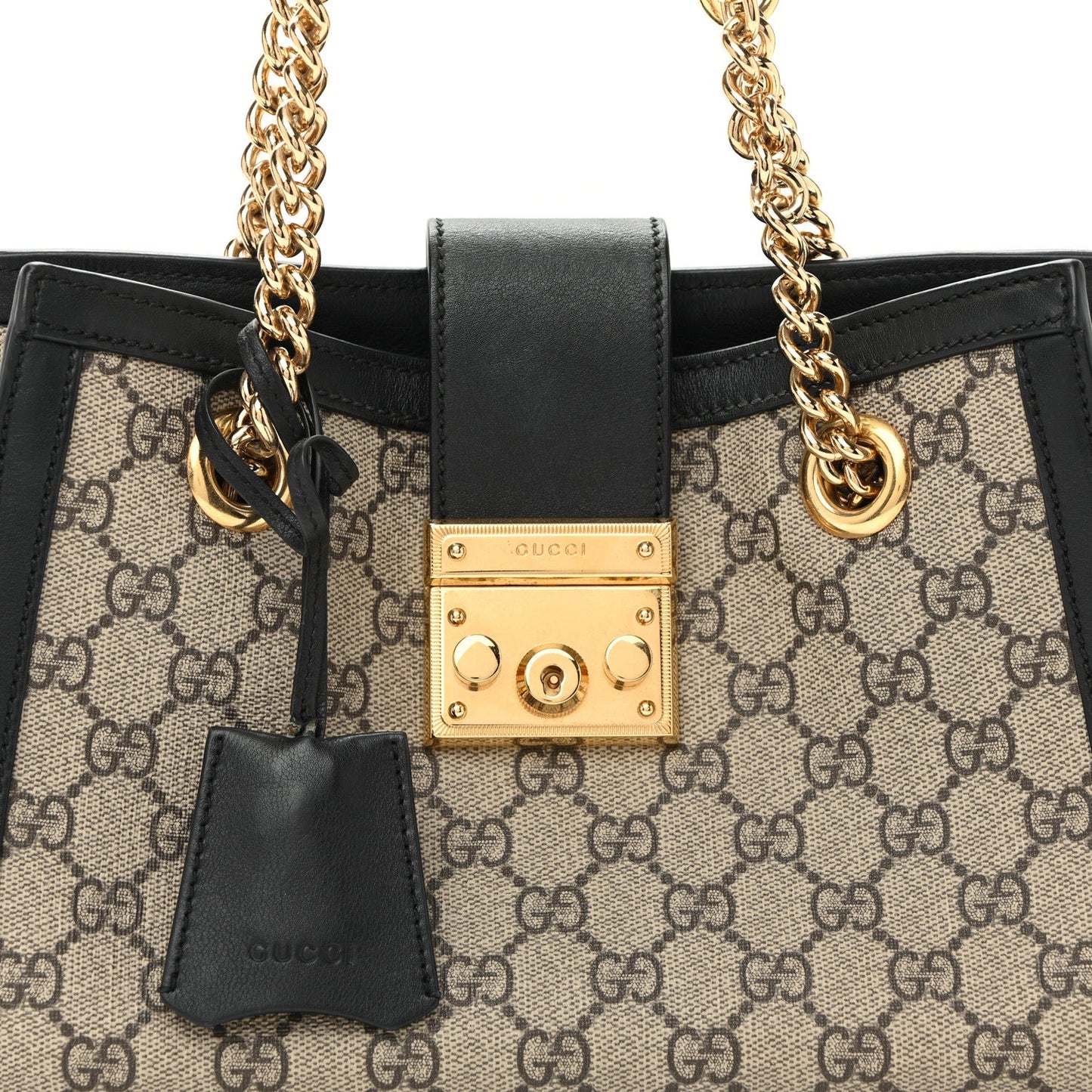 GG Supreme Monogram Small Padlock Tote Black