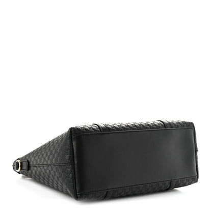Soft Microguccissima Small Zippered Satchel Black