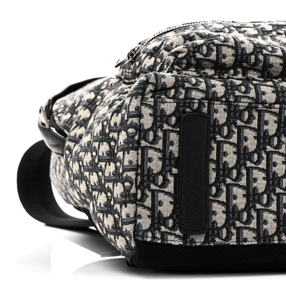 Oblique Calfskin Rider Backpack Beige Black