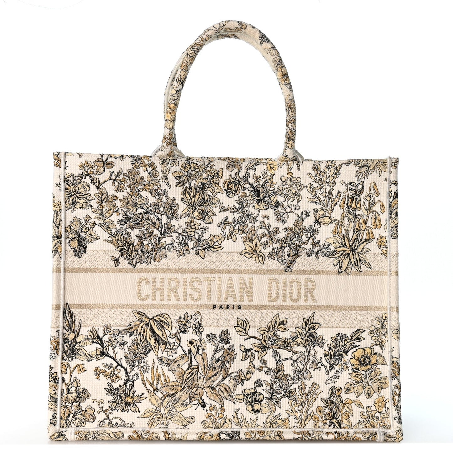 Canvas Embroidered Large Dioriviera Toile De Jouy Book Tote Gold