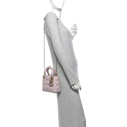 Metallic Lambskin Cannage Mini Lady Dior Lotus