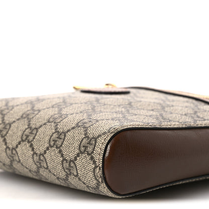 GG Supreme Monogram Azalea Calfskin Retro Interlocking G Flat Messenger Bag Beige Ebony Brown Sugar