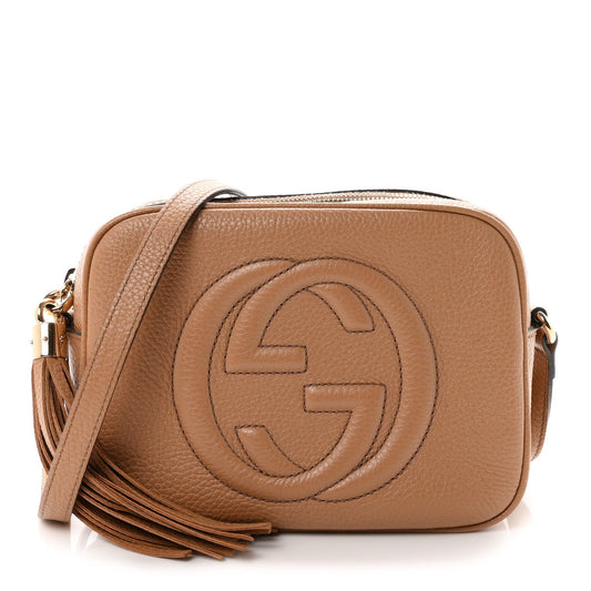 Pebbled Calfskin Small Soho Disco Bag Camelia