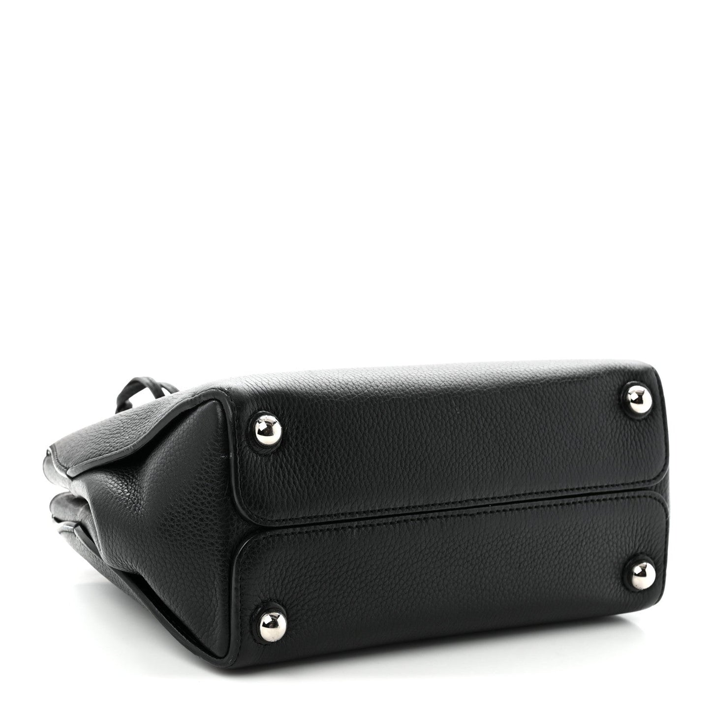 Grained Calfskin Small Open Bar Tote Black