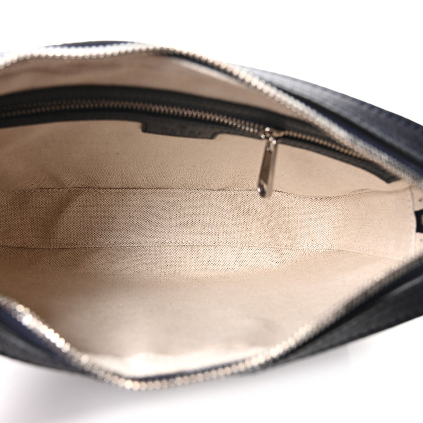GG Supreme Monogram Textured Dollar Calfskin Web Ophidia Wristlet Shoulder Bag Black Blue