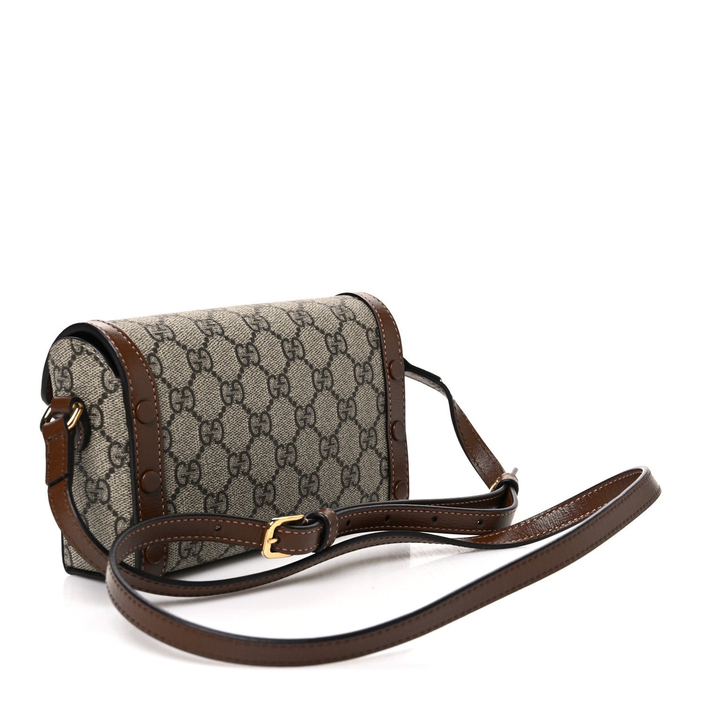 GG Supreme Monogram Mini Horsebit 1955 Shoulder Bag Beige Brown Sugar