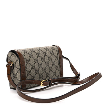 GG Supreme Monogram Mini Horsebit 1955 Shoulder Bag Beige Brown Sugar