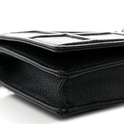 Grained Calfskin Diorama Wallet on Chain Pouch Black