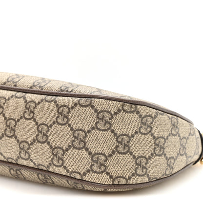 GG Supreme Monogram Textured Dollar Calfskin Web Small Ophidia GG Handbag Beige Ebony New Acero