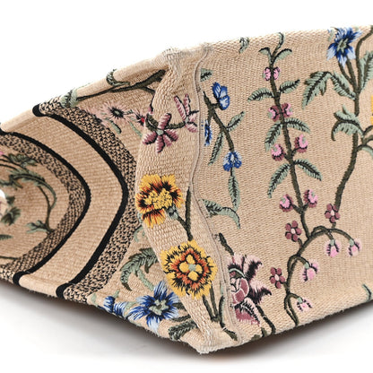 Raffia Embroidered Petites Fleurs Medium Book Tote Natural