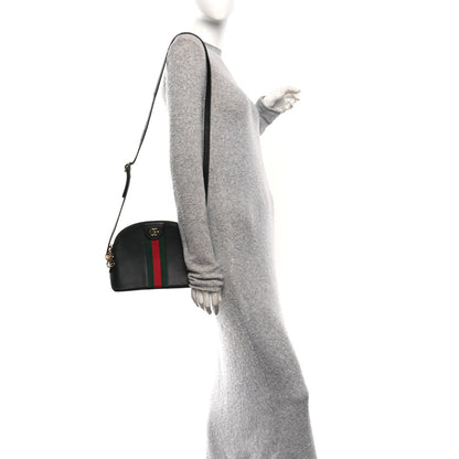 Calfskin GG Web Small Ophidia Dome Shoulder Bag Black