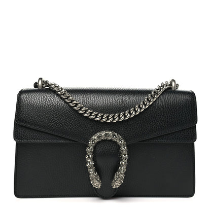 Pebbled Calfskin Small Dionysus Shoulder Bag Black